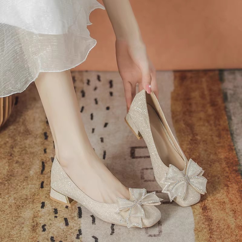 Womens Heels - Женские осенние вечерние низкие свадебные туфли